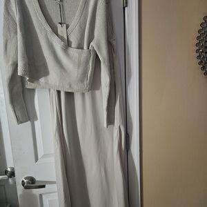 Rachel Zoe Silver Ribbed Knit Ensemble